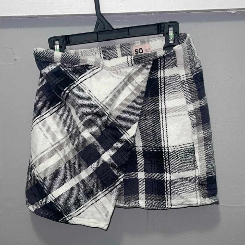 Kids SO‎ Black and White Plaid Skirt